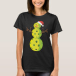 Santa Snowman Pickleball Lover Funny Christmas Gif T-Shirt<br><div class="desc">Santa Snowman Pickleball Lover Funny Christmas Gift</div>