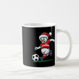 Santa Snowman Playing Soccer Mens Womens Christmas Coffee Mug