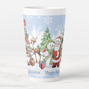 Santa Snowman Reindeer Christmas  Latte Mug
