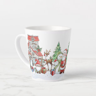 Santa Snowman Reindeer Christmas  Latte Mug