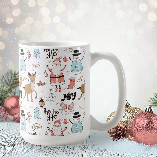 Santa, Snowman, Reindeer Pattern ID559 Coffee Mug (Creator Uploaded)