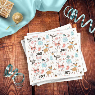 Santa, Snowman, Reindeer Pattern ID559 Napkin