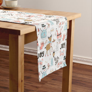 Santa, Snowman, Reindeer Pattern ID559 Short Table Runner