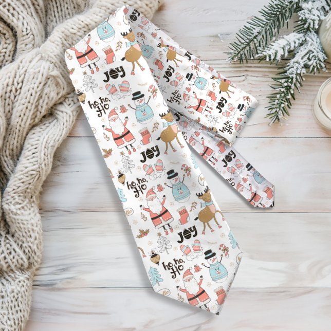 Santa, Snowman, Reindeer Pattern ID559 Tie (Creator Uploaded)