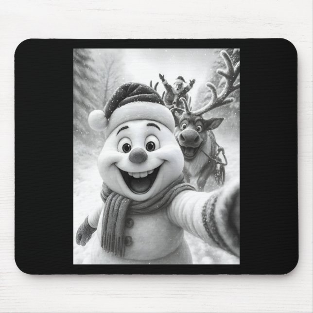 Santa Snowman Reindeer Taking A Selfie Photo Chris Mouse Mat (Front)