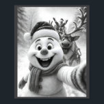 Santa Snowman Reindeer Taking A Selfie Photo Chris Poster<br><div class="desc">Santa Snowman Reindeer Taking A Selfie Photo Christmas Funny Long Sleeve</div>