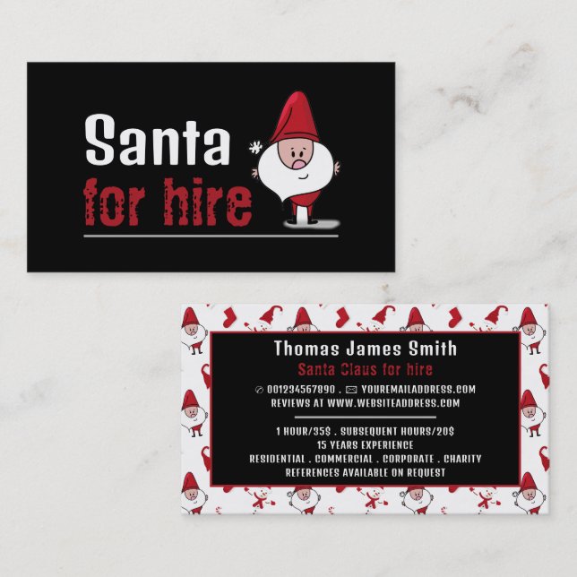 Santa & Snowman, Santa Claus Entertainer Business Card (Front/Back)