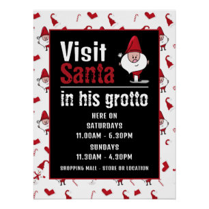 Santa & Snowman, Santa Claus Visitor Hours Poster