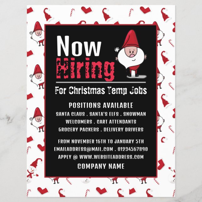 Santa & Snowman, Seasonal Recruitment Advertising Flyer (Front)