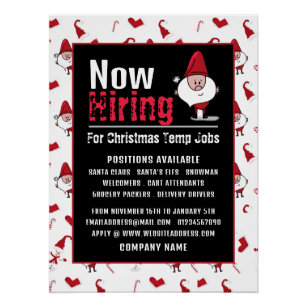 Santa & Snowman, Seasonal Recruitment Advertising Poster