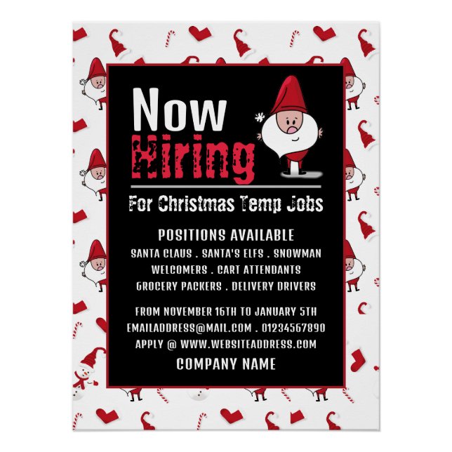 Santa & Snowman, Seasonal Recruitment Advertising Poster (Front)