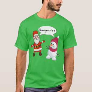 Santa Snowman Shock Surprise Christmas Humour T-Shirt