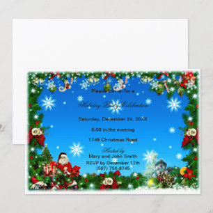 Santa Snowman Snowflakes Christmas Party Invite