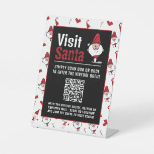 Santa & Snowman, Visit Santa, QR Code Queue Pedestal Sign