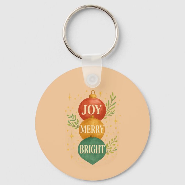 Santa & Snowman Winter Scene – Festive Holiday  Key Ring (Front)