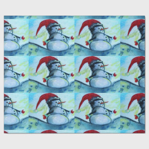 Santa Snowman Wrapping Paper