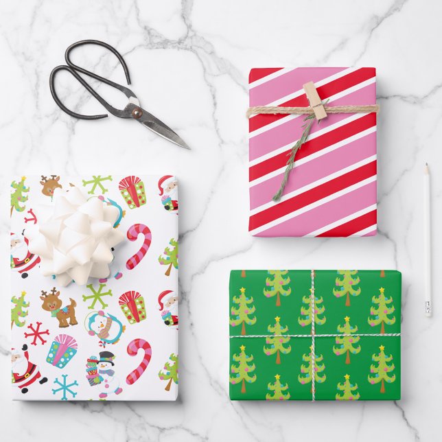 Santa, Snowmen & Reindeer  Wrapping Paper Sheet (Creator Uploaded)