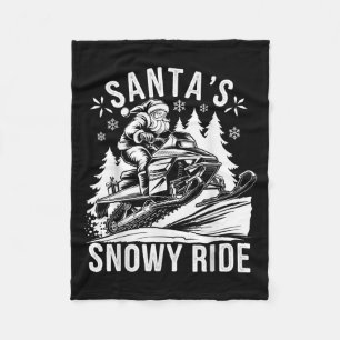 Santa Snowmobile Riding Snowmobiling Christmas Fleece Blanket