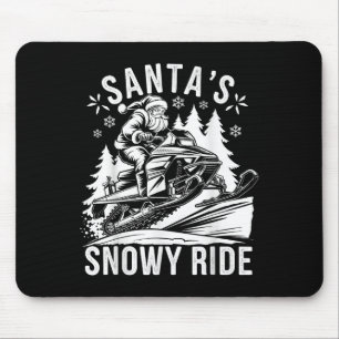 Santa Snowmobile Riding Snowmobiling Christmas Mouse Mat