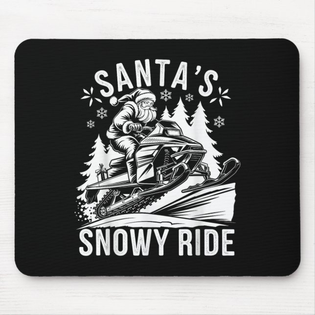 Santa Snowmobile Riding Snowmobiling Christmas  Mouse Mat (Front)