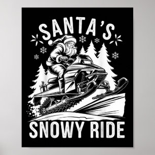 Santa Snowmobile Riding Snowmobiling Christmas  Poster