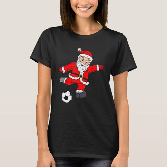 Santa Soccer Ball  Christmas Pyjamas Xmas For Boys T-Shirt (Front)