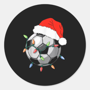 Santa Soccer Ball Shirt Men Youth Boys Christmas P Classic Round Sticker