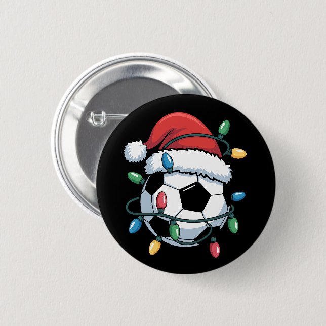 Santa Soccer Ball Sports Christmas Soccer Player 6 Cm Round Badge (Front & Back)