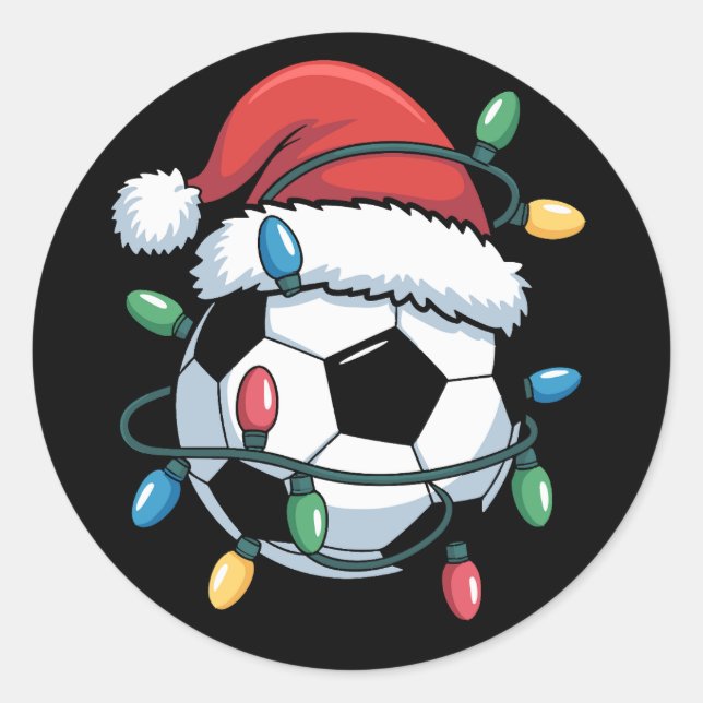 Santa Soccer Ball Sports Christmas Soccer Player Classic Round Sticker (Front)