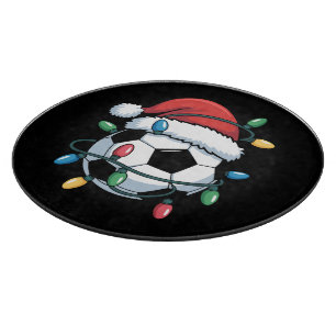 Santa Soccer Ball Sports Christmas Soccer Player Cutting Board