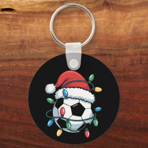 Santa Soccer Ball Sports Christmas Soccer Player Key Ring