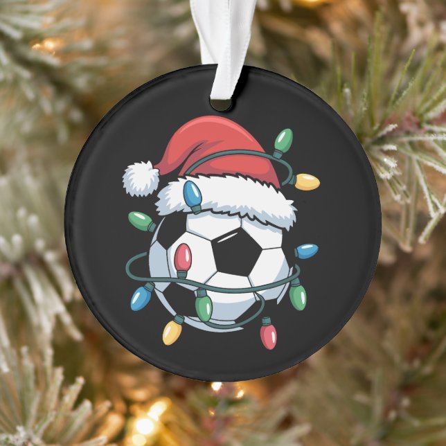 Santa Soccer Ball Sports Christmas Soccer Player Ornament (Tree)