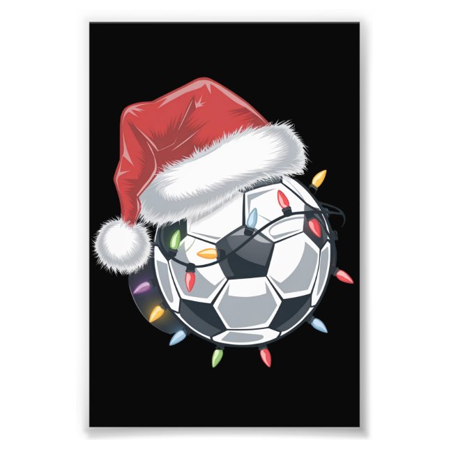 Santa Soccer Ball Sports Christmas Soccer Player  Photo Print (Front)