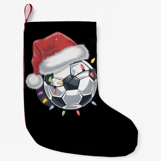 Santa Soccer Ball Sports Christmas Soccer Player  Small Christmas Stocking (Front)