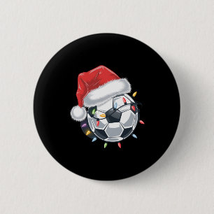 Santa Soccer Ball Sports Christmas Soccer Player T 6 Cm Round Badge