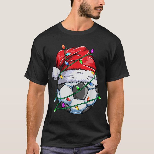  Santa Soccer Ball Sports Christmas Soccer Player T-Shirt (Front)