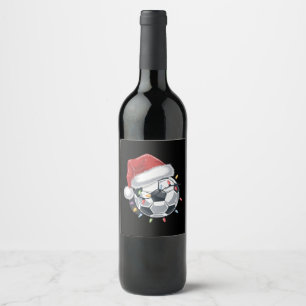 Santa Soccer Ball Sports Christmas Soccer Player Wine Label