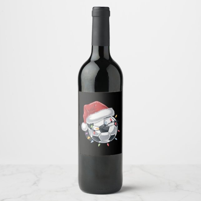 Santa Soccer Ball Sports Christmas Soccer Player  Wine Label (Front)