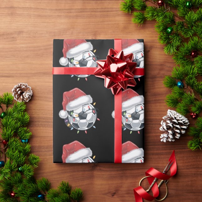 Santa Soccer Ball Sports Christmas Soccer Player  Wrapping Paper (Holiday Gift)