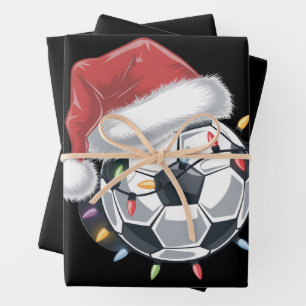 Santa Soccer Ball Sports Christmas Soccer Player  Wrapping Paper Sheet