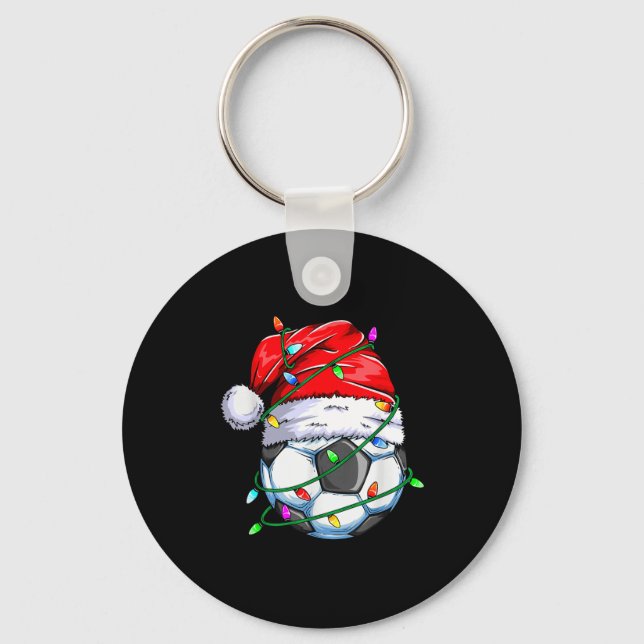 Santa Soccer Ball Srts Design- Christmas Soccer Pl Key Ring (Front)