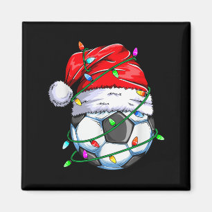 Santa Soccer Ball Srts Design- Christmas Soccer Pl Magnet