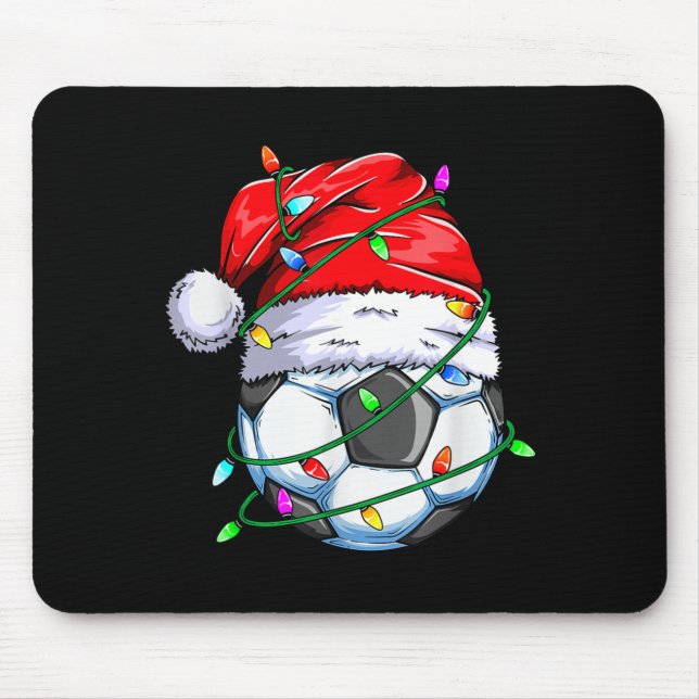 Santa Soccer Ball Srts Design- Christmas Soccer Pl Mouse Mat (Front)