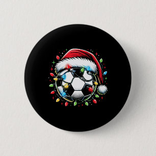 Santa Soccer Byll Lover Christmas 6 Cm Round Badge
