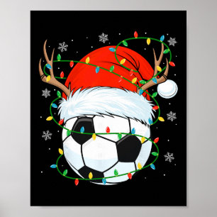 Santa Soccer Byll Xmas Lights Christmas Soccer Pla Poster