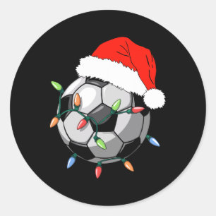 Santa Soccer Ll Shirt Men Youth Boys Christmas Paj Classic Round Sticker