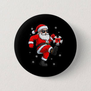 Santa Soccer Ll Sports Christmas Soccer Player Men 6 Cm Round Badge