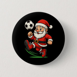 Santa Soccer Player Christmas Xmas Boys Men Kids T 6 Cm Round Badge
