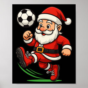 Santa Soccer Player Christmas Xmas Boys Men Kids T Poster