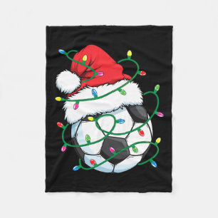 Santa Soccer Sports Ball Men Boys Christmas Xmas L Fleece Blanket